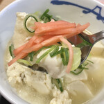 松屋 - 牛皿チョイス玉子かけごはん290円、湯豆腐変更50円:湯豆腐に紅生姜トッピング