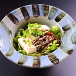 Silken Tofu and Beef Shigure Salad ~Sesame Mayo Sauce~