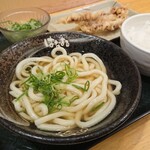 Hanamaru Udon - うどん(小)＋追加ねぎ＋ライス(大)＋げそ天