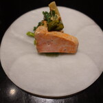 にい留 - 鮟肝と分葱のぬた、鮟肝は2段階の工程で血抜きを完ぺきにしてあるので薄味でも臭みを感じない仕上がり。