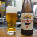 Hikariokonomiyaki - 瓶ビール（今日は一番搾り）