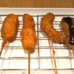 串揚げ 串かざり - かぼちゃ、串カツ、海老のシソ巻き、こんにゃく