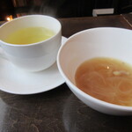 三日月 - 玉ねぎとベーコンのスープ、カモミールティー