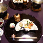 先付：白子豆富、山葵、旨出汁