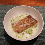 蒼 - 相模湾さかな人長谷川さんより神経じめの甘鯛とハマグリとジャージー牛スープで 