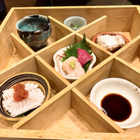あなごと日本酒 なかむら - あなごのお造り 生・湯引き・焼き霜・肝