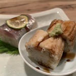 とく山 - アジ　穴子寿司