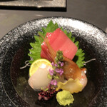 鉛温泉 心の刻 十三月 - ブレブレだけど美味しい刺身！