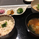 鉛温泉 心の刻 十三月 - 蟹のたき込みごはん、漬物と味噌汁！