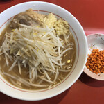 千里眼 - ラーメン 麺120g ヤサイ少な目・ショウガ・アブラちょっとのカラアゲ別皿で 780円