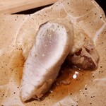 炭火割烹 白坂 - 鰆と下仁田葱の天ぷら　鬼おろし