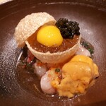 炭火割烹 白坂 - 南蛮海老と雲丹の冷製