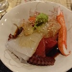 てんぺい - お刺身の漬けですね。おろし山葵はたっぷり載ってます。