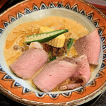 麺創 なな家 - ・猪とエビらー油のお正月坦々麺 980円
      ・肉増し 350円
