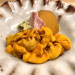 うを徳 - 明石 鯛 + 唐墨 + 馬糞雲丹（アップ）