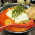 旨辛タンメン 荒木屋 - とろろ五目麻婆麺(麺半分)950円、チャーシュー100円