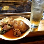 博多のおでん - ばくだんキツネ&アスパラ豚&ハイボール