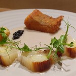 銀座 大石 - 海老芋と貝のソース