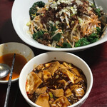 中国四川料理 天府仙臺 - 2020年2月。麻婆豆腐と汁なし坦々麺。