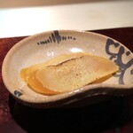 菊鮨 - 自家製唐墨は、軽く炙って。半レアで美味しい。