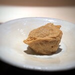 菊鮨 - 鮟肝（余市）・・贅沢にも裏ごしされた「鮟肝」は、クリーミーでとても美味しい。 日本酒に合います。