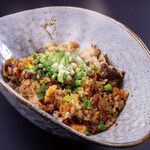 Sweet and spicy beef stew fried rice with charred soy sauce