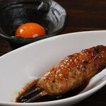 Tsukune with egg yolk sauce