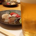 季節料理と地酒 裕 - ビール&刺身(おまかせコース)