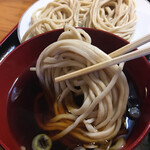 田舎うどんかあちゃん - 温かい汁に浸して