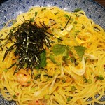 洋麺屋 五右衛門 - ズワイガニと海老と本からすみのアーリオオーリオ￥1050＋税(H31.3.10撮影)