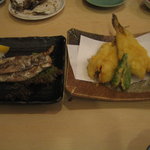 こちらまる特漁業部 国分町店 - カツオのハラス焼き＆ハゼの天ぷら