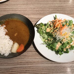 新宿ボルコ - カシミールカレー大盛りとサラダ大盛り 900円
