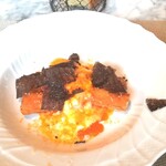 La Brianza - 黒トリュフのグラタン、フランス産白アスパラガス。このふっといアスパラガスがトリュフのグラタンで食べたかったの～ということでこの日はスペシャルコースなのです☆サクッと薄く衣をまとったアスパラガス美味♡