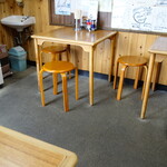 食堂なまえ - 店内はテーブルが三席のみ