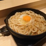 旬蕾 - とある日の鶏すき焼きの〆のカルボナーラ風うどん(20-02)