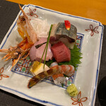馳走菴 ひじり - 鯖すし、宮城の中トロ、甘鯛の昆布締め、車海老の炙り、蒸し鮑、長芋のお造り