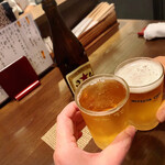 酒処 てらやま - まずは瓶ビールで( ^ ^ )/□