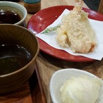 米と天ぷら 悠々 - 七品のおばんさいと濃厚玉子天つき　てんぷらごはん