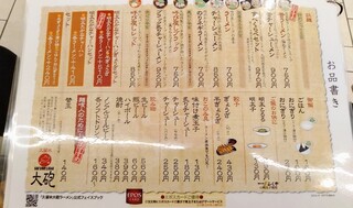 久留米・大砲ラーメン - メニュー