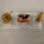 フレンチレストラン オトヌ - ☆Amuse
            西米良サーモンのマリネ、 
            伊体佐キャビア、 
            黒豚のリエット
