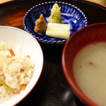 赤坂 菊乃井 - 炊き込みご飯、ゴボウのすり流しは絶品