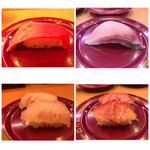 スシロー - 上  中トロ   とろぶり
下  鯛   赤貝
