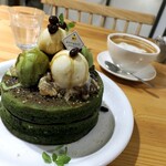 カフェ アクイーユ - 抹茶黒みつパンケーキ