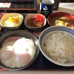 吉野家 - R.11.29.昼 一汁三菜朝膳：Ｗハムエッグ牛小鉢定食 548円税別・ご飯増量 無料・とん汁変更 121円税別