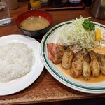 かつれつ四谷たけだ - 牡蠣バター焼き定食（肉増し）