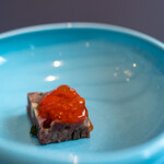 プレゼンテ スギ - 2020.1 イノシシ・千葉ピーナッツ・ピスタチオのパテ 八朔とパプリカのソース