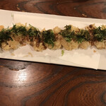 寿しもと支店 - 穴子の天ぷら葱添え 醤油で