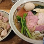 中華そば きなり - 味玉肉増し山椒白醤油そば＋肉増し炊き込みご飯
