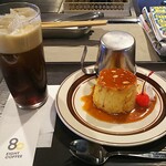 エイト コーヒー - ｹｰｷｾｯﾄ(ｺｰﾙﾄﾞｸﾚﾏｱｲｽｺｰﾋｰ+こだわりたまごのﾌﾟﾘﾝ)770円