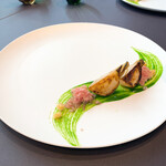 プレゼンテ スギ - ⑧蕪・パルマ産生ハムの削り節・蕪の葉とパセリのソース